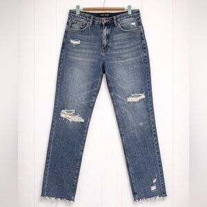 Judy Blue Straight Leg Jeans Size‎ 7/28 Medium Wash Raw Hem Ankle MomCore Casual